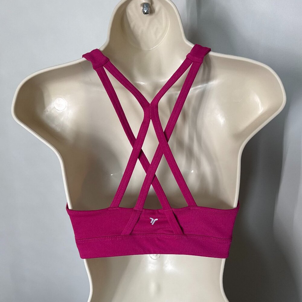 Women's Old Navy Medium Support PowerPress Strappy Sports Bra MEDIUM Fuchsia